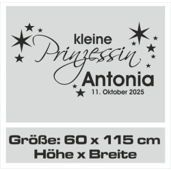 Wandaufkleber Wandtattoo Aufkleber Baby Babies Wunschnamen Sterne Häschen kleiner Prinz kleine Prinzessin Fee Elfen Gewicht Name