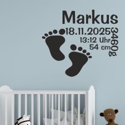 Wandaufkleber Wandtattoo Aufkleber Baby Babies Wunschnamen Sterne Häschen kleiner Prinz kleine Prinzessin Fee Elfen Gewicht Name