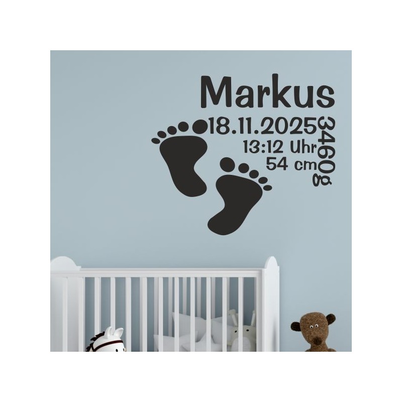 Wandaufkleber Wandtattoo Aufkleber Baby Babies Wunschnamen Sterne Häschen kleiner Prinz kleine Prinzessin Fee Elfen Gewicht Name