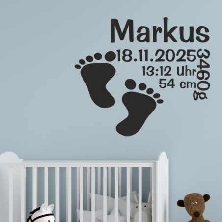 Wandaufkleber Wandtattoo Aufkleber Baby Babies Wunschnamen Sterne Häschen kleiner Prinz kleine Prinzessin Fee Elfen Gewicht Name