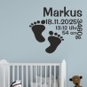 Wandaufkleber Wandtattoo Aufkleber Baby Babies Wunschnamen Sterne Häschen kleiner Prinz kleine Prinzessin Fee Elfen Gewicht Name