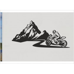 Wohnmobil Aufkleber Berge Biker Motorrad Wohnanhänger Wohnwagen Camper Camping Auto WOMO
