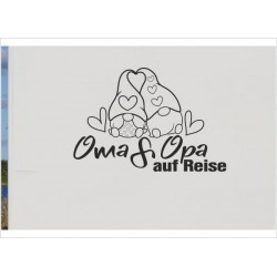 Wohnmobil Aufkleber Gartenzwerg Gnome Oma & Opa auf Reise Wohnanhänger Wohnwagen Camper Camping Auto WOMO