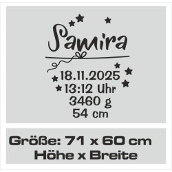 Wandaufkleber Wandtattoo Aufkleber Baby Babies Wunschnamen Sterne Häschen kleiner Prinz kleine Prinzessin Fee Elfen Gewicht Name