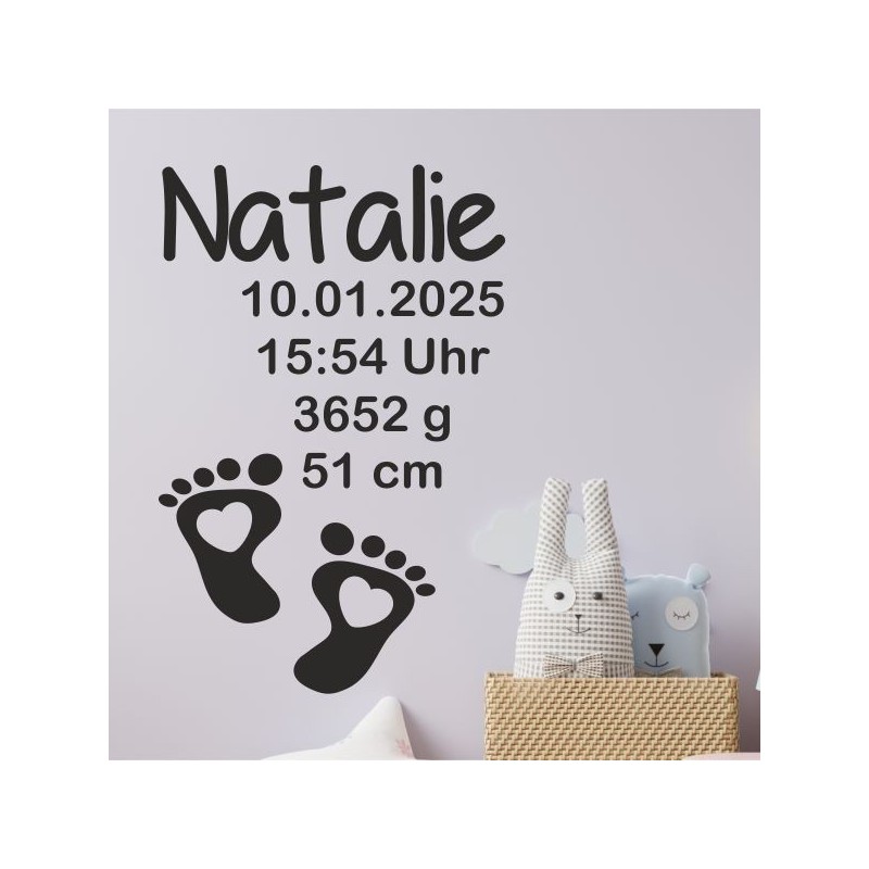 Wandaufkleber Wandtattoo Aufkleber Baby Babies Wunschnamen Sterne Häschen kleiner Prinz kleine Prinzessin Fee Elfen Gewicht Name