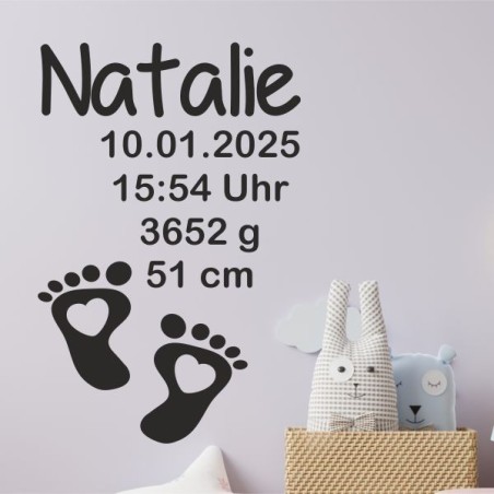 Wandaufkleber Wandtattoo Aufkleber Baby Babies Wunschnamen Sterne Häschen kleiner Prinz kleine Prinzessin Fee Elfen Gewicht Name