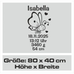 Wandaufkleber Wandtattoo Aufkleber Baby Babies Wunschnamen Sterne Häschen kleiner Prinz kleine Prinzessin Fee Elfen Gewicht Name