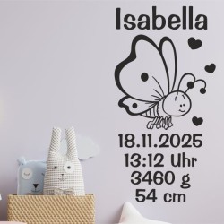 Wandaufkleber Wandtattoo Aufkleber Baby Babies Wunschnamen Sterne Häschen kleiner Prinz kleine Prinzessin Fee Elfen Gewicht Name