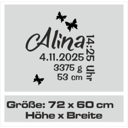 Wandaufkleber Wandtattoo Aufkleber Baby Babies Wunschnamen Sterne Häschen kleiner Prinz kleine Prinzessin Fee Elfen Gewicht Name