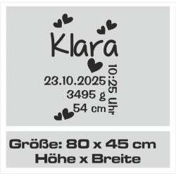 Wandaufkleber Wandtattoo Aufkleber Baby Babies Wunschnamen Sterne Häschen kleiner Prinz kleine Prinzessin Fee Elfen Gewicht Name