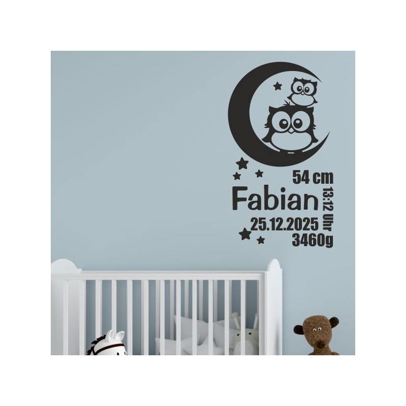 Wandaufkleber Wandtattoo Aufkleber Baby Babies Wunschnamen Sterne Häschen kleiner Prinz kleine Prinzessin Fee Elfen Gewicht Name