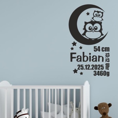 Wandaufkleber Wandtattoo Aufkleber Baby Babies Wunschnamen Sterne Häschen kleiner Prinz kleine Prinzessin Fee Elfen Gewicht Name