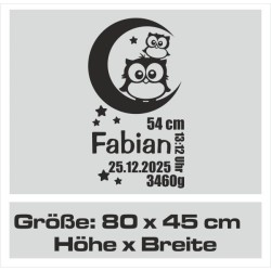 Wandaufkleber Wandtattoo Aufkleber Baby Babies Wunschnamen Sterne Häschen kleiner Prinz kleine Prinzessin Fee Elfen Gewicht Name