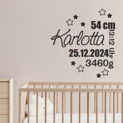 Wandaufkleber Wandtattoo Aufkleber Baby Babies Wunschnamen Sterne Häschen kleiner Prinz kleine Prinzessin Fee Elfen Gewicht Name