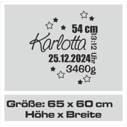 Wandaufkleber Wandtattoo Aufkleber Baby Babies Wunschnamen Sterne Häschen kleiner Prinz kleine Prinzessin Fee Elfen Gewicht Name
