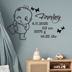 Wandaufkleber Wandtattoo Aufkleber Baby Babies Wunschnamen Sterne Häschen kleiner Prinz kleine Prinzessin Fee Elfen Gewicht Name