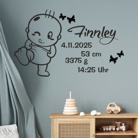 Wandaufkleber Wandtattoo Aufkleber Baby Babies Wunschnamen Sterne Häschen kleiner Prinz kleine Prinzessin Fee Elfen Gewicht Name