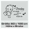 Wandaufkleber Wandtattoo Aufkleber Baby Babies Wunschnamen Sterne Häschen kleiner Prinz kleine Prinzessin Fee Elfen Gewicht Name