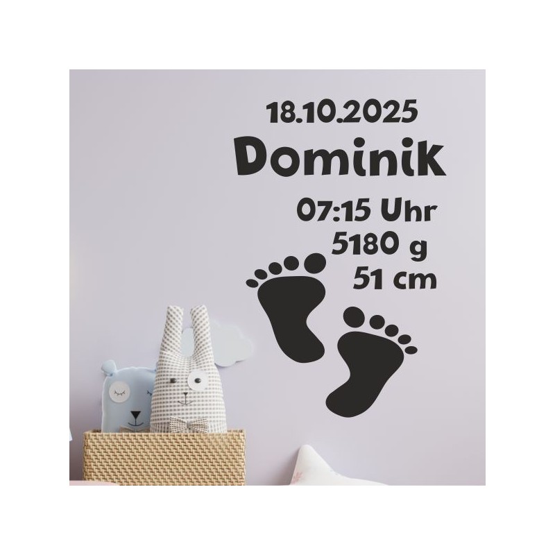 Wandaufkleber Wandtattoo Aufkleber Baby Babies Wunschnamen Sterne Häschen kleiner Prinz kleine Prinzessin Fee Elfen Gewicht Name