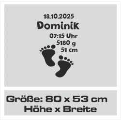 Wandaufkleber Wandtattoo Aufkleber Baby Babies Wunschnamen Sterne Häschen kleiner Prinz kleine Prinzessin Fee Elfen Gewicht Name