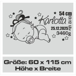 Wandaufkleber Wandtattoo Aufkleber Baby Babies Wunschnamen Sterne Häschen kleiner Prinz kleine Prinzessin Fee Elfen Gewicht Name