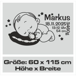 Wandaufkleber Wandtattoo Aufkleber Baby Babies Wunschnamen Sterne Häschen kleiner Prinz kleine Prinzessin Fee Elfen Gewicht Name