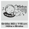 Wandaufkleber Wandtattoo Aufkleber Baby Babies Wunschnamen Sterne Häschen kleiner Prinz kleine Prinzessin Fee Elfen Gewicht Name