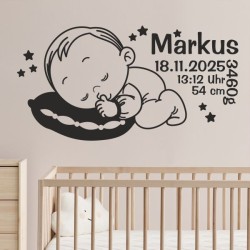 Wandaufkleber Wandtattoo Aufkleber Baby Babies Wunschnamen Sterne Häschen kleiner Prinz kleine Prinzessin Fee Elfen Gewicht Name