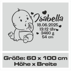 Wandaufkleber Wandtattoo Aufkleber Baby Babies Wunschnamen Sterne Häschen kleiner Prinz kleine Prinzessin Fee Elfen Gewicht Name