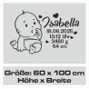 Wandaufkleber Wandtattoo Aufkleber Baby Babies Wunschnamen Sterne Häschen kleiner Prinz kleine Prinzessin Fee Elfen Gewicht Name