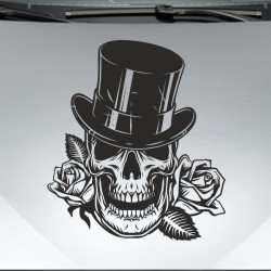 Aufkleber Auto Totenkopf Schädel Skull Bones Böse Cappy Gangster Zylinder Rosen Blumen Blüten Gentleman DJ Rock Punisher