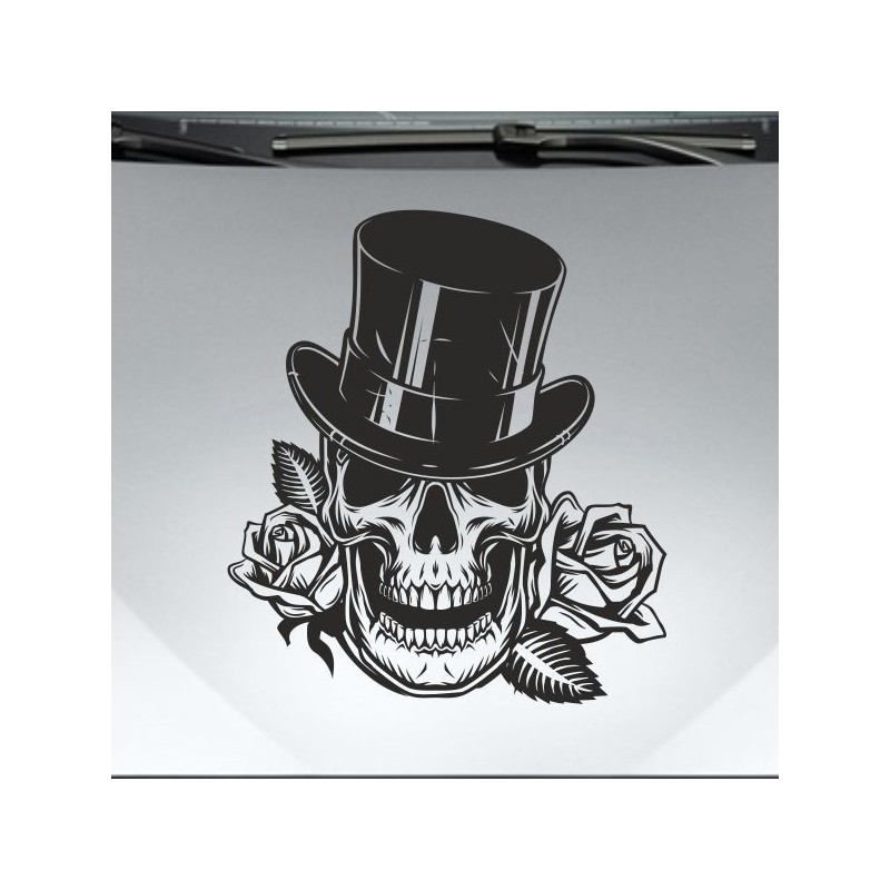 Aufkleber Auto Totenkopf Schädel Skull Bones Böse Cappy Gangster Zylinder Rosen Blumen Blüten Gentleman DJ Rock Punisher