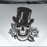 Aufkleber Auto Totenkopf Schädel Skull Bones Böse Cappy Gangster Zylinder Rosen Blumen Blüten Gentleman DJ Rock Punisher