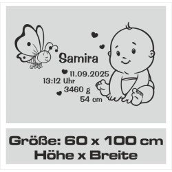Wandaufkleber Wandtattoo Aufkleber Baby Babies Wunschnamen Sterne Häschen kleiner Prinz kleine Prinzessin Fee Elfen Gewicht Name