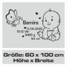 Wandaufkleber Wandtattoo Aufkleber Baby Babies Wunschnamen Sterne Häschen kleiner Prinz kleine Prinzessin Fee Elfen Gewicht Name