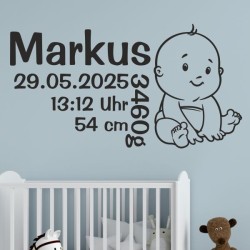Wandaufkleber Wandtattoo Aufkleber Baby Babies Wunschnamen Sterne Häschen kleiner Prinz kleine Prinzessin Fee Elfen Gewicht Name