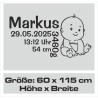 Wandaufkleber Wandtattoo Aufkleber Baby Babies Wunschnamen Sterne Häschen kleiner Prinz kleine Prinzessin Fee Elfen Gewicht Name