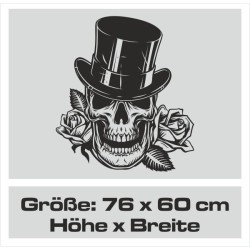 Aufkleber Auto Totenkopf Schädel Skull Bones Böse Cappy Gangster Zylinder Rosen Blumen Blüten Gentleman DJ Rock Punisher