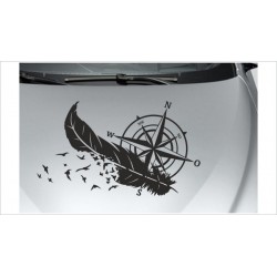 Kompass Windrose Feder Vogel Möwe Wegweiser Traum Motorhaube Aufkleber Auto Tattoo Car Style Sticker