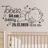 Wandaufkleber Wandtattoo Aufkleber Baby Babies Wunschnamen Sterne Häschen kleiner Prinz kleine Prinzessin Fee Elfen Gewicht Name