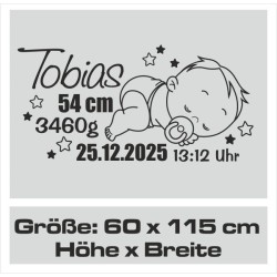 Wandaufkleber Wandtattoo Aufkleber Baby Babies Wunschnamen Sterne Häschen kleiner Prinz kleine Prinzessin Fee Elfen Gewicht Name