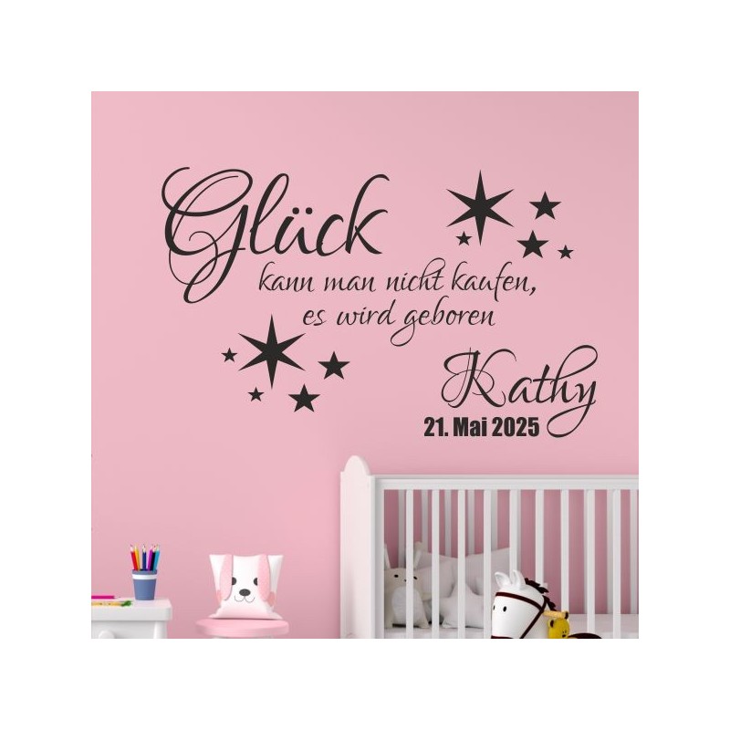 Wandaufkleber Wandtattoo Aufkleber Baby Babies Wunschnamen Sterne Häschen kleiner Prinz kleine Prinzessin Fee Elfen Gewicht Name