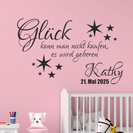 Wandaufkleber Wandtattoo Aufkleber Baby Babies Wunschnamen Sterne Häschen kleiner Prinz kleine Prinzessin Fee Elfen Gewicht Name