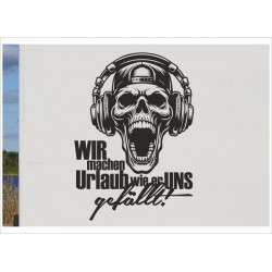 Wohnmobil Aufkleber Totenkopf DJ Urlaub Holiday Wohnanhänger Wohnwagen Camper Camping Auto WOMO