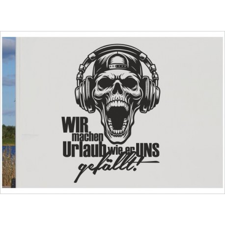 Wohnmobil Aufkleber Totenkopf DJ Urlaub Holiday Wohnanhänger Wohnwagen Camper Camping Auto WOMO