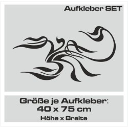 Aufkleber SET Auto Car Tattoo Style Seiten Tribal Dekor Pferd Gecko Power Blumen Ranke Fee Hexe Blumen Blüten Gecko Farbe Decal