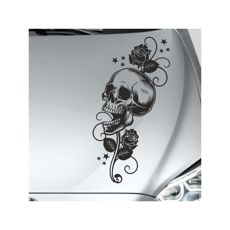 Aufkleber Auto Totenkopf Schädel Skull Bones Böse Cappy Gangster Zylinder Rosen Blumen Blüten Gentleman DJ Rock Punisher