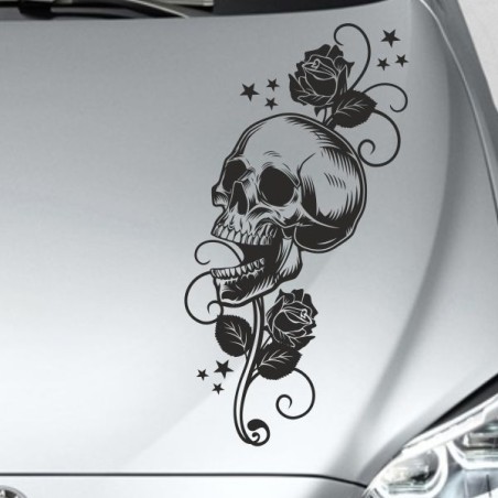 Aufkleber Auto Totenkopf Schädel Skull Bones Böse Cappy Gangster Zylinder Rosen Blumen Blüten Gentleman DJ Rock Punisher