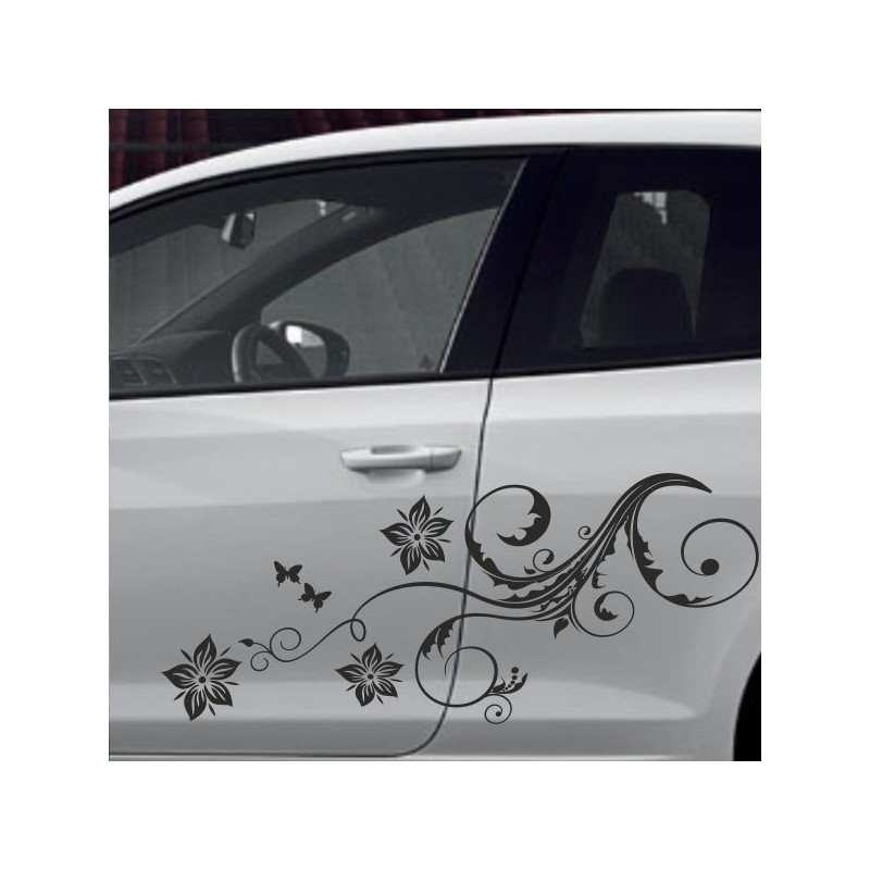 Aufkleber SET Auto Car Tattoo Style Seiten Tribal Dekor Pferd Gecko Power Blumen Ranke Fee Hexe Blumen Blüten Gecko Farbe Decal