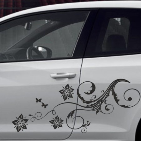 Aufkleber SET Auto Car Tattoo Style Seiten Tribal Dekor Pferd Gecko Power Blumen Ranke Fee Hexe Blumen Blüten Gecko Farbe Decal
